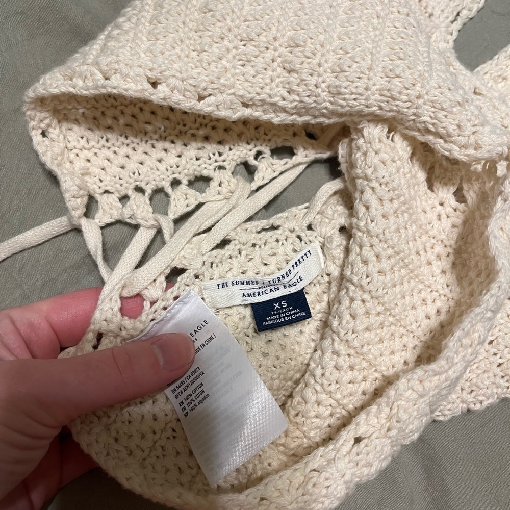 American Eagle Outfitters Cream Women's knit halter top